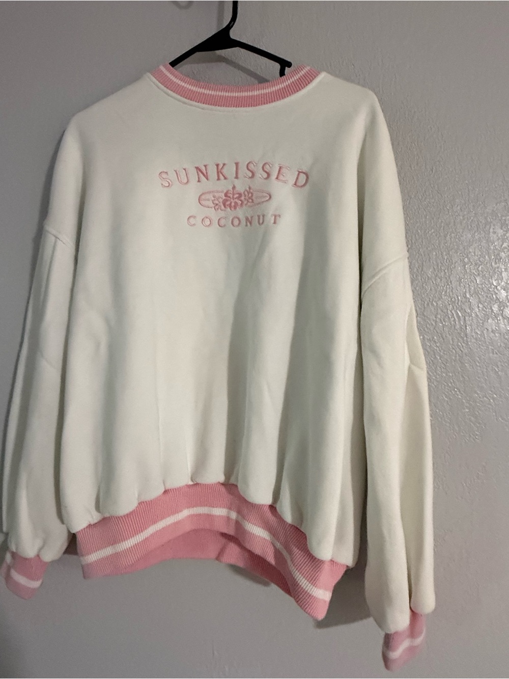 Sunkissed Coconut White & Pink Crewneck Pullover